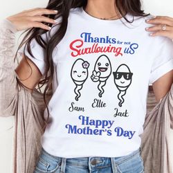 personalized thanks for not swallowing us mug, funny mothers day mug, mother's day gift for mom, custom kids name gift,