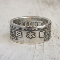 japanese silver coin ring - japan 1964 1000 yen .925 pure silver coin ring (tokyo olympic games)- silver coin ring japan