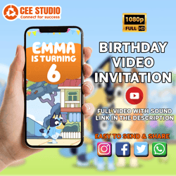 Bingo video invitation, Bingo birthday party video invitation, Bingo digital,bingoevites, Bluey video invitation, Bingo