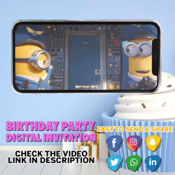 The Rise Of The Gru Birthday Invitation, Premium Minions Birthday Invitation, Premium Edition