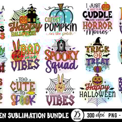 25 halloween sublimation bundle, halloween png files, witch quotes png, halloween png print, transparent background