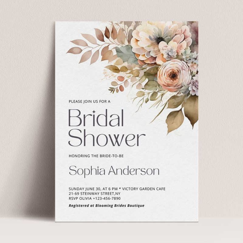 Bridal Shower Invitation Template, Wildflower Bridal Shower Invite, Editable Florals wedding invitation Download, Canva (4).jpg