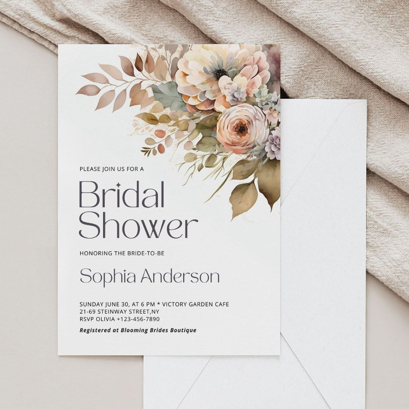 Bridal Shower Invitation Template, Wildflower Bridal Shower Invite, Editable Florals wedding invitation Download, Canva (6).jpg