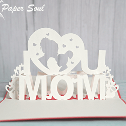 I love you mom pop-up card template | pop up card svg | 3d card svg | 3d paper cut | Paper Soul Craft