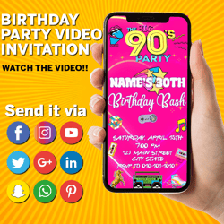 90's Throwback Video Invite, Editable Video Invitation, Any Occasion