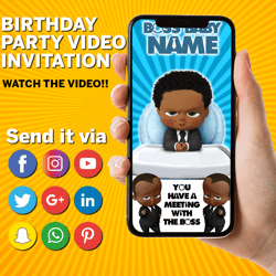 Boss Baby Video Invitation, Personalized Animated Invitation, Boss Baby Boy Invitation, Boss Baby Digital Invitation