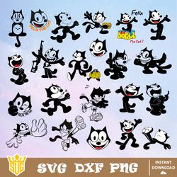Felix The Cat Svg, Cartoon Svg, Cricut, Cut Files, Clipart, Silhouettes, Printable, Vector Graphics, Digital Download