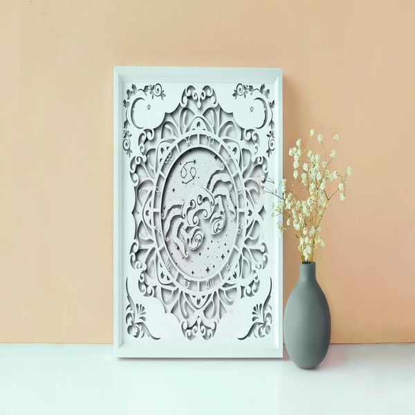 Cancer Shadow Box Zodiac Cancer Shadow box SVG Template, Astrological Signs Pa - Inspire ...
