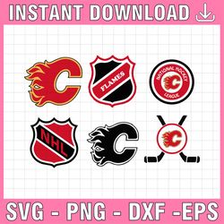 6 files calgary flames bundle svg,nhl svg, nhl svg, flames svg, calgary svg, flames svg, nhl,hockey svg, hockey