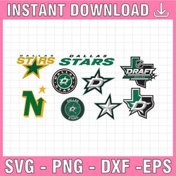 9 files dallas stars bundle svg ,dallas, stars svg dxf ,png, eps, nhl svg,nhl svg, hockey svg, cut file, clipart   cricu