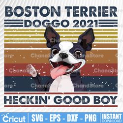 boston terrier doggo 2021 heckin good boy vintage png, boston terrier png for sublimation, boston terrier shirt design