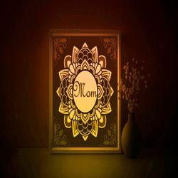 mothers day shadow box svg template, mandala flower pattern papercut lightbox cricut svg, family 3d layer paper cut ligh
