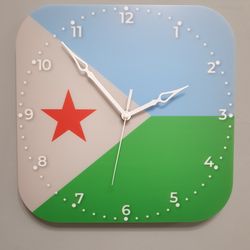 Djiboutian flag clock for wall, Djiboutian wall decor, Djiboutian gifts (Djibouti)