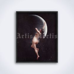 night by luis ricardo falero moon symbolism antique painting printable art print poster digital download