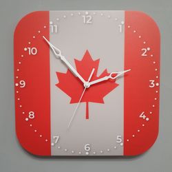 Canadian flag clock for wall, Canadian wall decor, Canadian gifts (Canada)