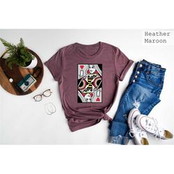Hearts Card Game T-Shirt, Queen Of Hearts Shirt, Playing Card Game Tee Gift, Card Lover T-Shirt, Queen Of Spades Outfit,