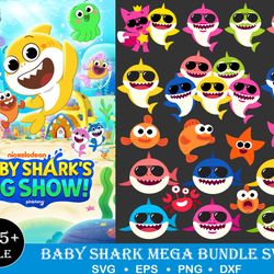 Baby Shark bundle SVG, Mega Bundle Baby Shark svg eps png, for Cricut, Silhouette, digital, file cut, Flash Download