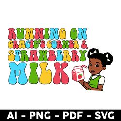 running on gracie's corner & stranberry milk png, gracie corner png, gracie png, cartoon png - digital file