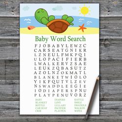 Sea Turtle Baby shower word search game card,Turtle Baby shower games printable,Fun Baby Shower Activity-334