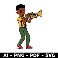 gracie's corner with trumpet png, gracie corner boy png, gracie boy png, gracie png, cartoon png - digital file