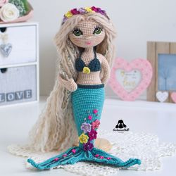 Mermaid Crochet Doll Pattern (PDF in English), amigurumi mermaid, instant download