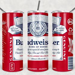 budweiser tumbler wrap design - jpeg & png - sublimation printing - alcohol label - 20oz tumbler