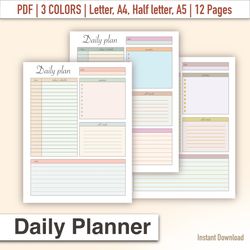 Daily Planner, Printable Daily Planner, Daily Checklist, Daily To Do list, Printable Checklists, To Do List Printable, P