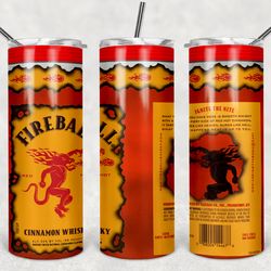 fireball whiskey tumbler wrap design - jpeg & png - sublimation printing - alcohol label - 20oz tumbler