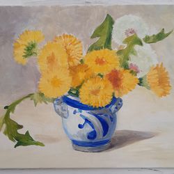 dandelions 16*12''  40*30 cm by andriy stadnyk oil painting still life