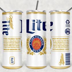 miller lite tumbler wrap design - jpeg & png - sublimation printing - alcohol label - 20oz tumbler