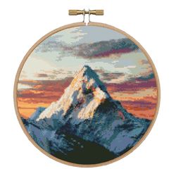 Mountain peak cross stitch pattern Mountain design Landscape pdf pattern Hoop art Nature cross stitch