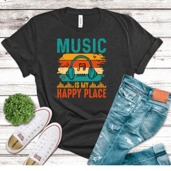music is my happy place, unisex t-shirt, music gift, music lover