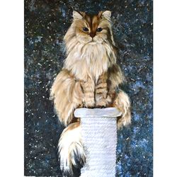 Cat Painting Animal Original Art Home Animal Wall Art by Olivkan