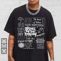 bring me the horizon lyric album song, bring me the horizon sketch, music band retro unisex t-shirt