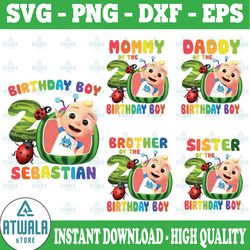 cocomelon personalized name and ages birthday png, cocomelon brithday png,cocomelon family birthday png