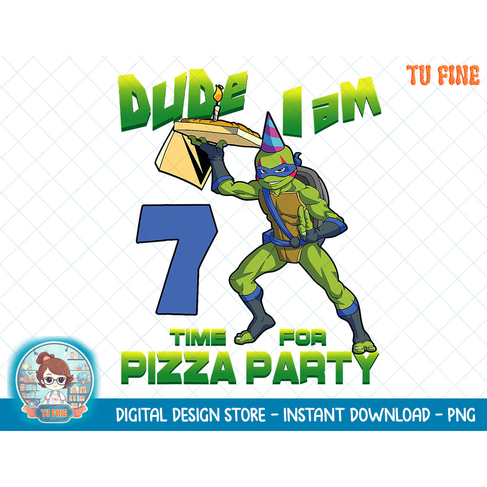 Mademark x Teenage Mutant Ninja Turtles - Dude I am 7 Years Old Leo Pizza Birthday Party T-Shirt copy.jpg