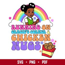 running on gracie's corner & chicken nugs svg, chicken nugs svg, gracie's corner girl svg, png pdf digital file