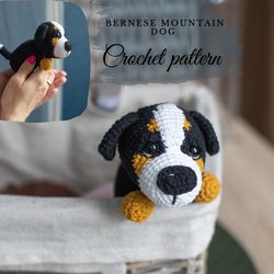Crochet dog pattern Bernese mountaine amigurumi dog pattern, digital pdf file, stuffed toys pattern