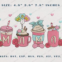 Mother Day Embroidery Design, Mother Day Coffee Embroidery Design, Mama Embroidery File, Mom Boy Embroidery Machine File