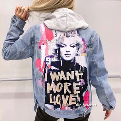 Painted denim jacket Marilyn Monroe Jeans jacket Portrait Personalized jacket