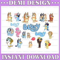 19 Designs Bluey SVG Bundle | Bluey svg | Bluey birthday | Bluey party supplies | Bluey birthday decorations|PNG|EPS|dxf