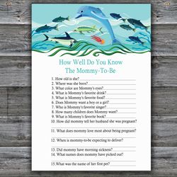 Dolphin How well do you know baby shower game card,Dolphin Baby shower games printable,Fun Baby Shower Activity-331