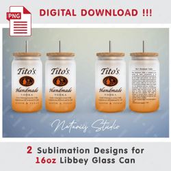 2 Inspired Tito's Templates - Seamless Paterns - 16oz OMBRE Libbey Glass Can - Full Can Wrap