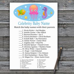 Jellyfish Celebrity baby name game card,Under the sea Baby shower games printable,Fun Baby Shower Activity-330