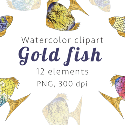 Gold fish Watercolor clipart, PNG