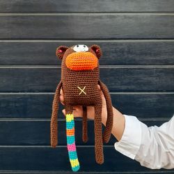 Knitted Monkey Plush Toy, Stuffed Animal, Handmade Soft Monkey Toy, Monkey, Gift for kids, Nursery decor