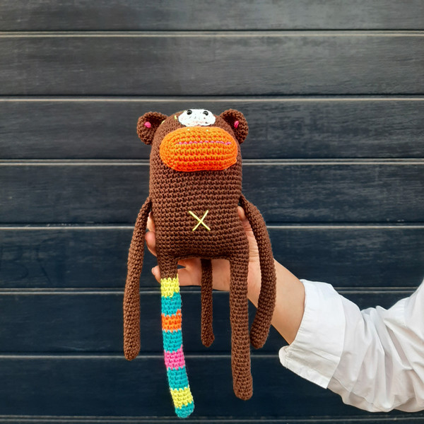 Knitted-Monkey-Plush-Toy-Stuffed-Animal-Handmade