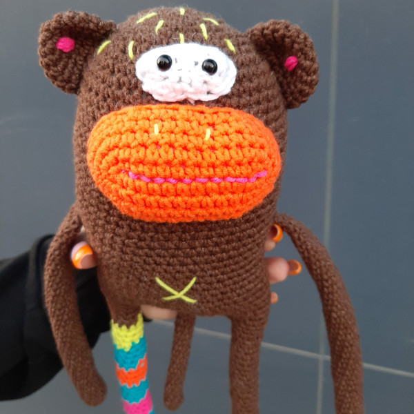 Knitted-Monkey-Plush-Toy-Stuffed-Animal-Handmade