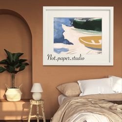 print wall art boat yellow blue abstract printable decor office home digital download navy blue yellow wall art modern