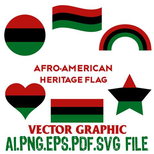 Afro-American Heritage Flag Vector Graphics, Vector Digital File Ai EPS.PDF.SVG,PNG Sublimation Download File